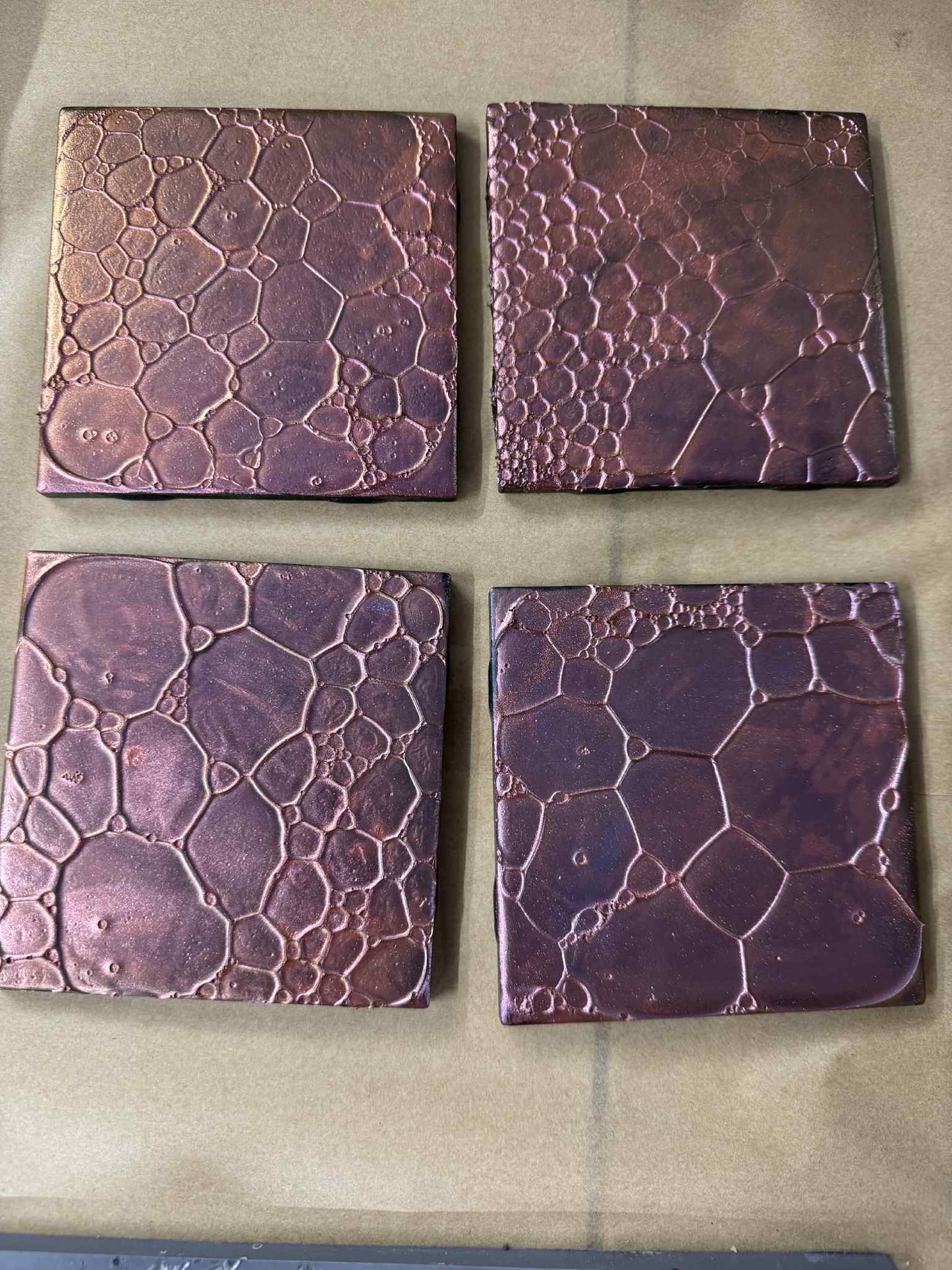 1989 ~ CERAMIC TILE COASTERS ~ DRAGONSCALE