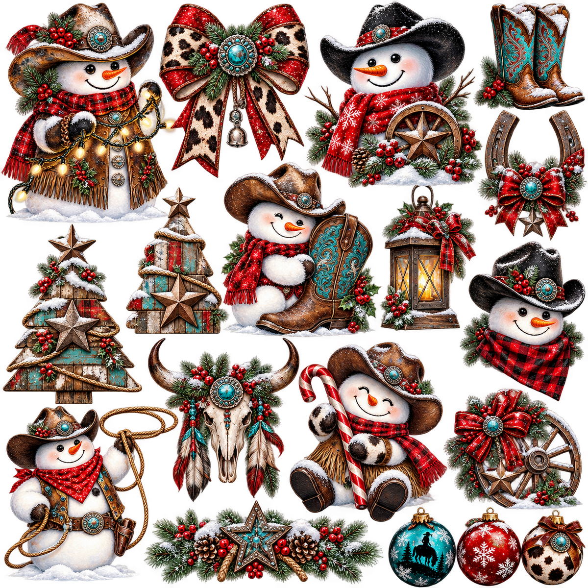 FESTIVE WESTERN SNOWMAN