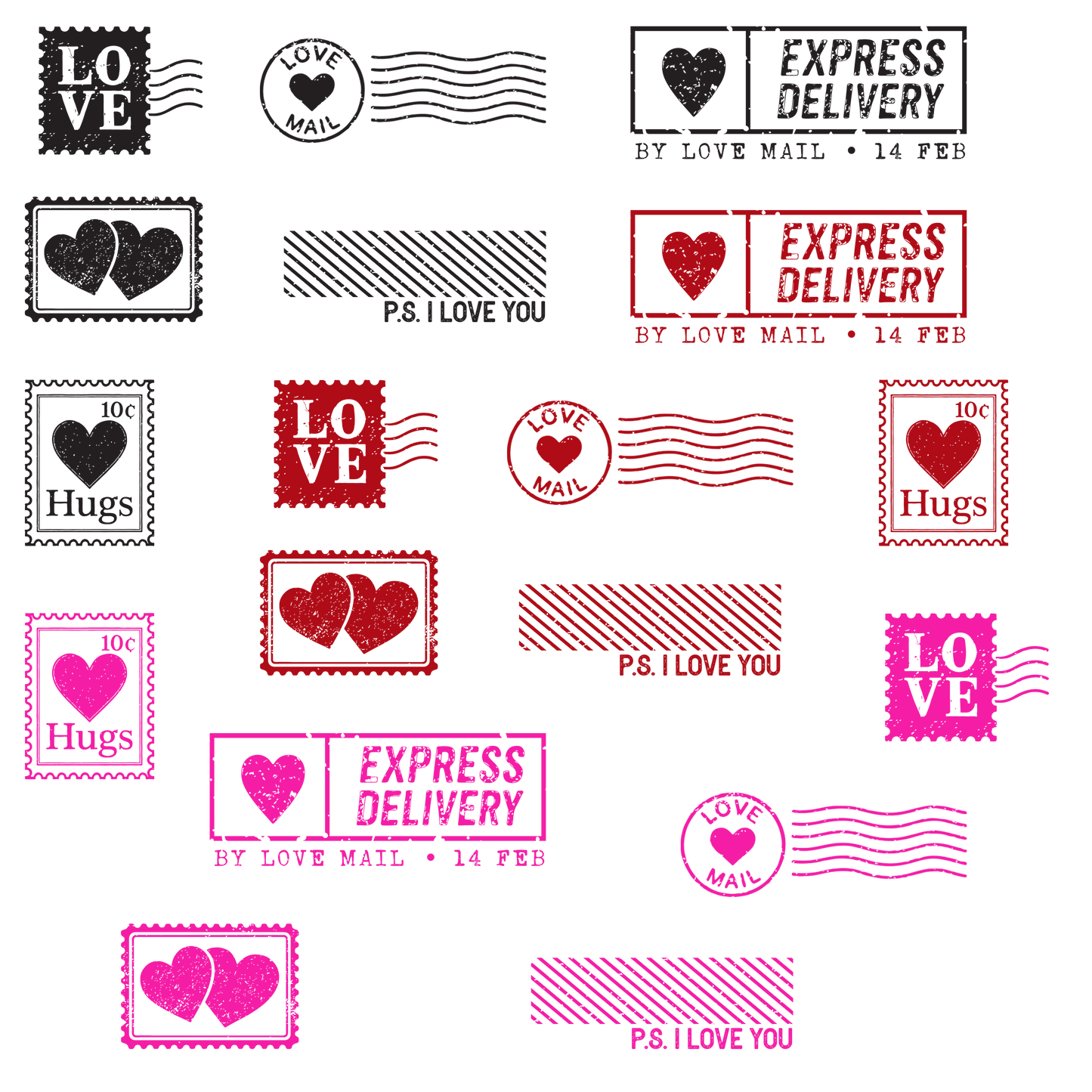LOVE STAMPS SHEET