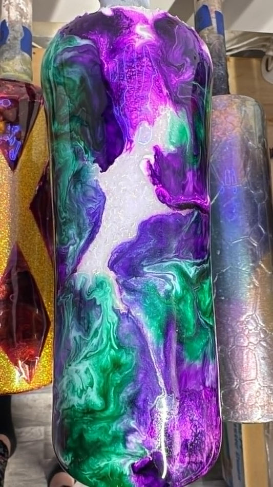 1204 ~ 16oz TRAVEL ~ 3d bubble glitter #4 ~ AMBER F