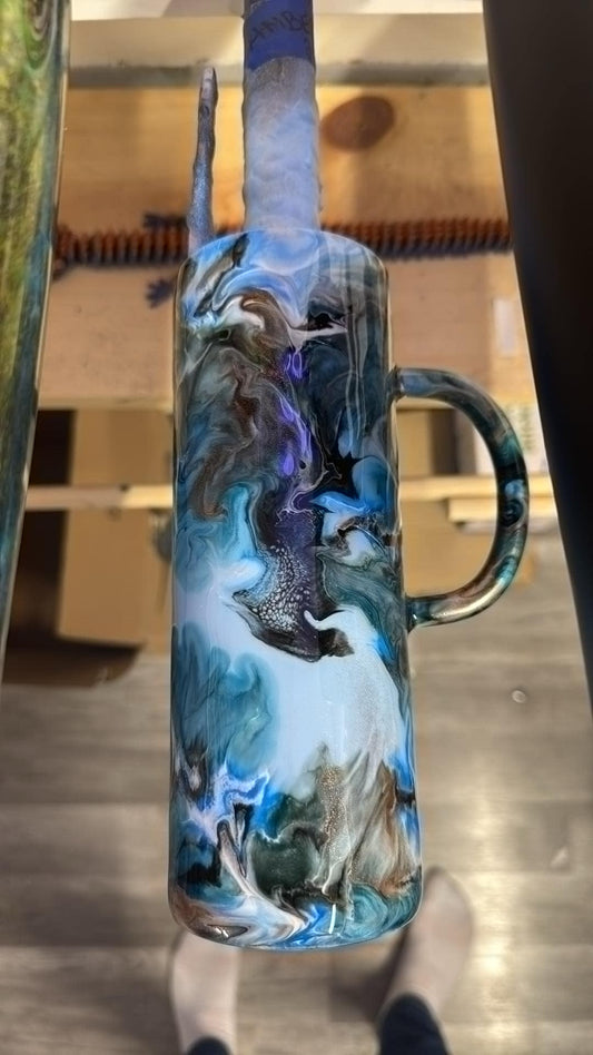 1239 ~ 24oz plump with handle maggie ~ atmosphere ~ amber f