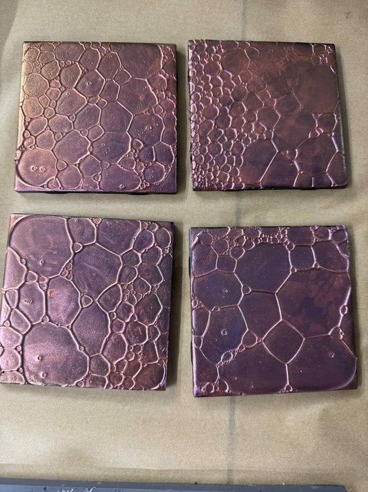 1989 ~ CERAMIC TILE COASTERS ~ DRAGONSCALE