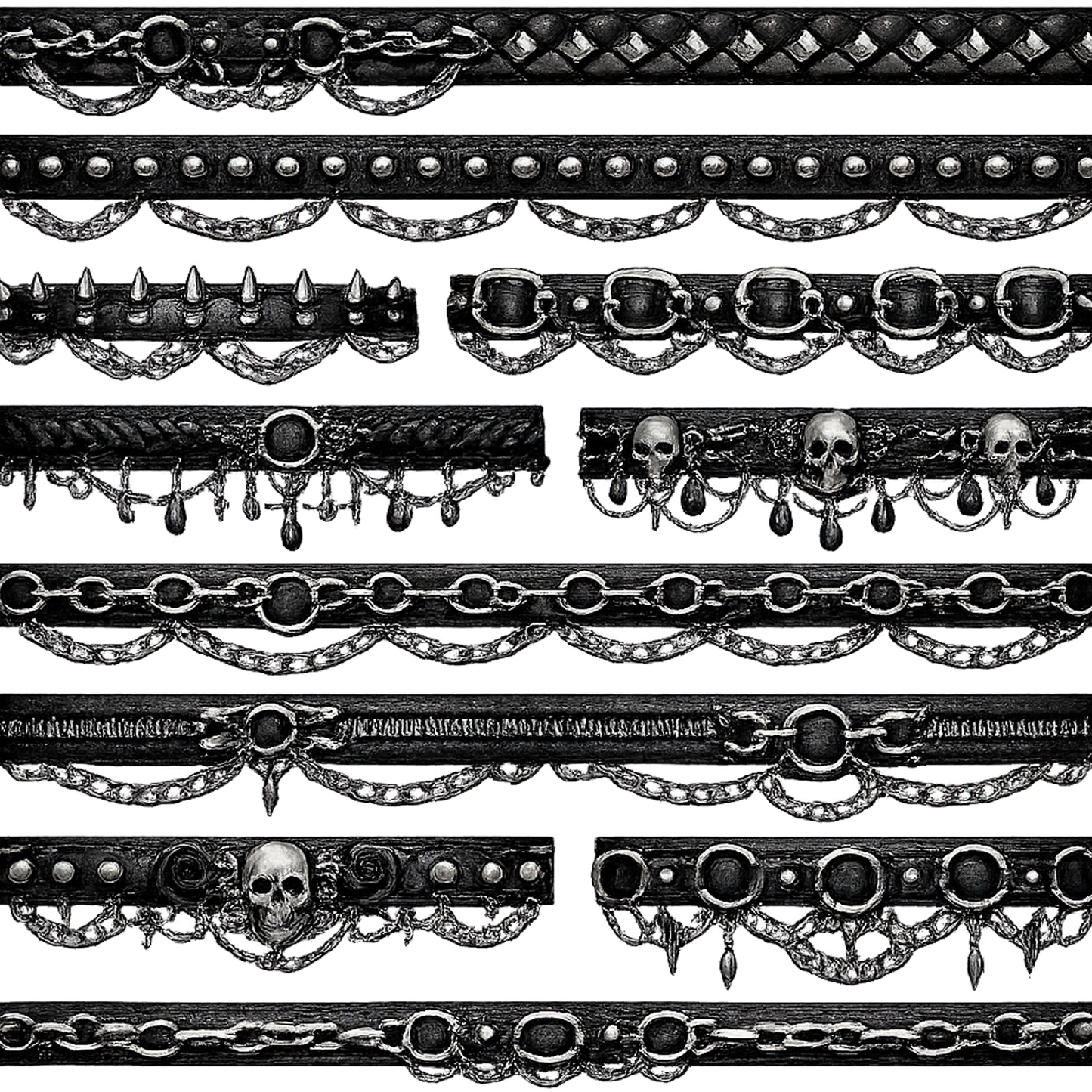BLACK LEATHER AND CHAINS STRIPS 1