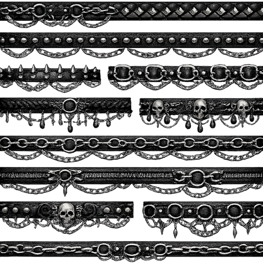 BLACK LEATHER AND CHAINS STRIPS 1