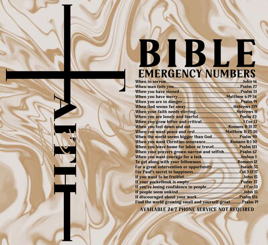 BIBLE EMERGENCY NUMBERS TUMBLER TEMPLATE ~ DIGITAL DOWNLOAD