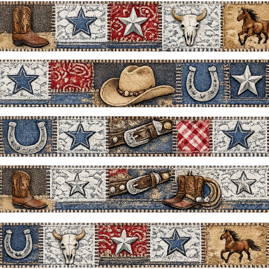 WESTERN DENIM PATCHWORK STRIPS 1