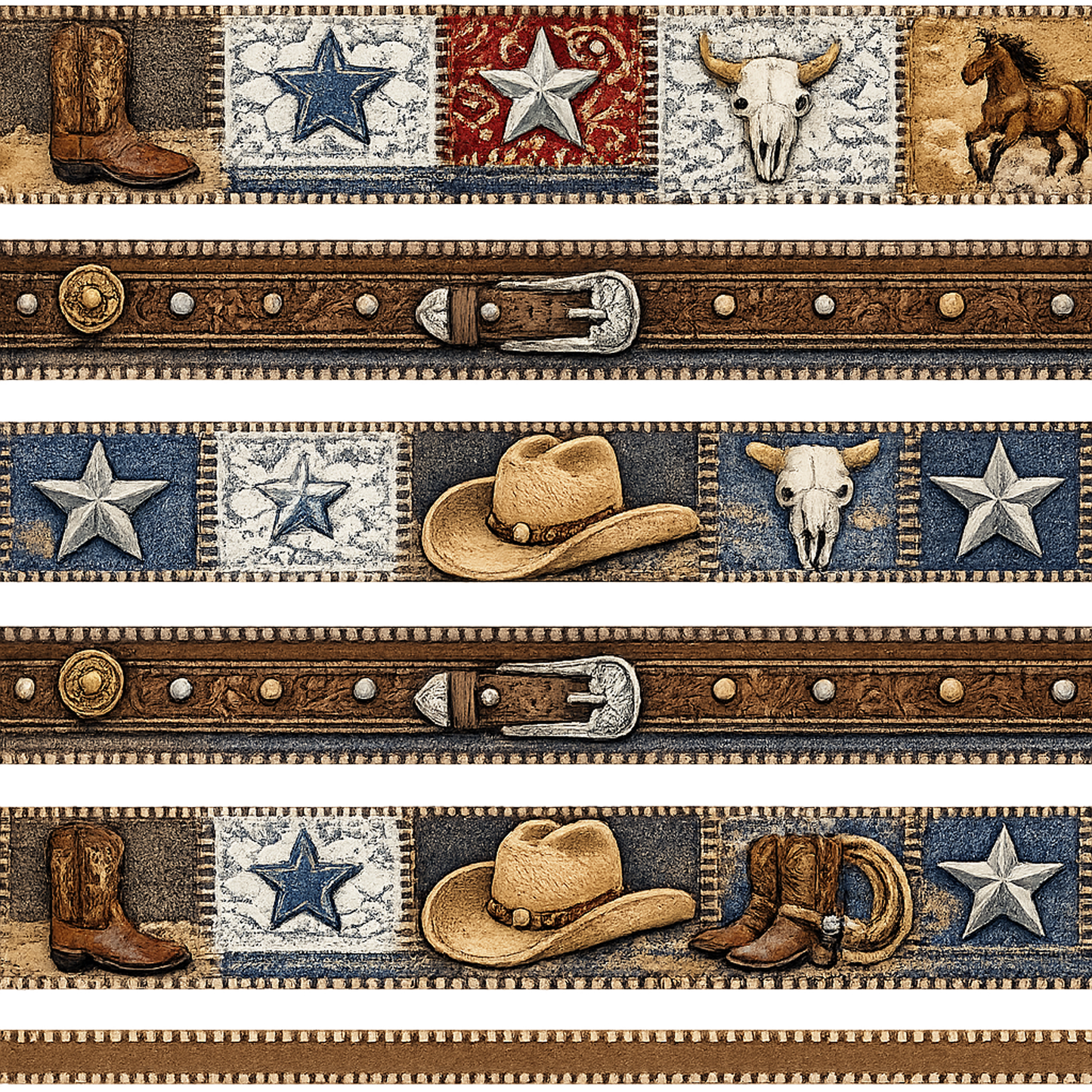 WESTERN DENIM PATCHWORK STRIPS 2