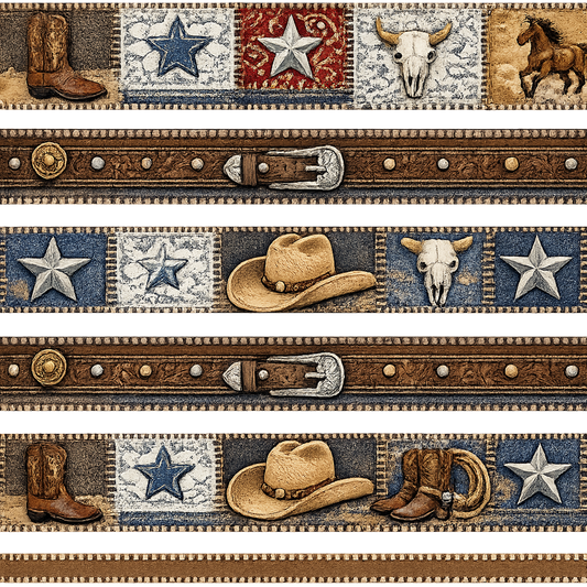 WESTERN DENIM PATCHWORK STRIPS 2